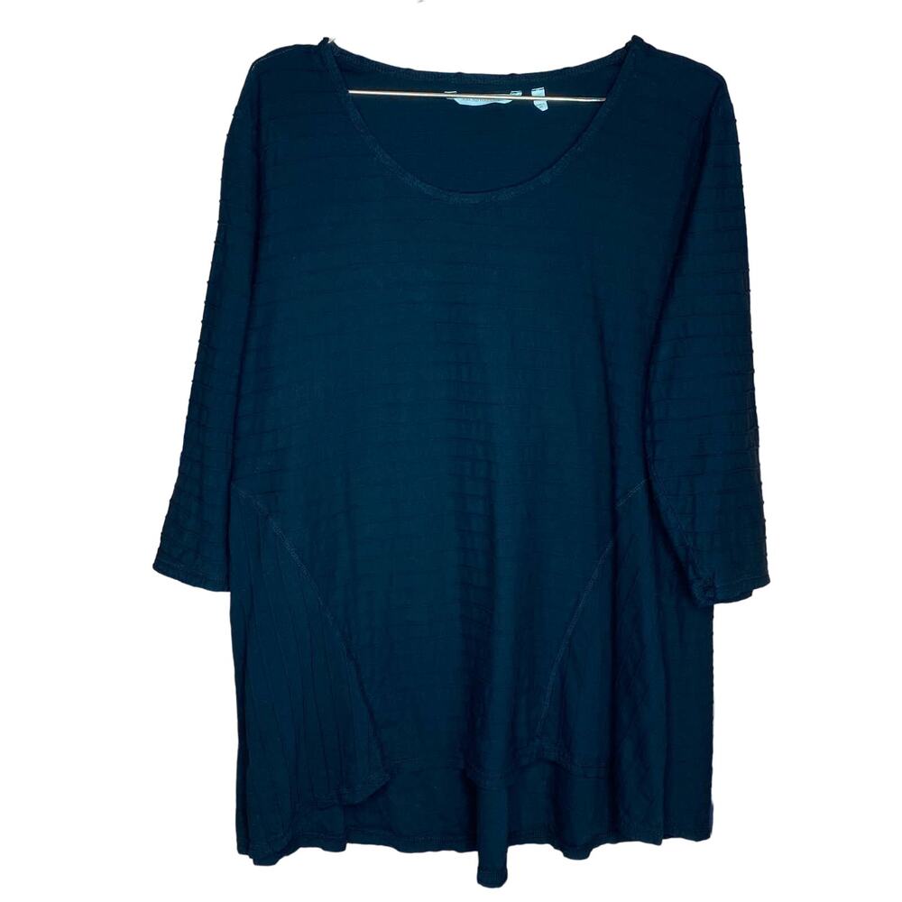 Soft Surroundings Womens Size‎ XL Black Textured Stripe Top 3/4 Sleeves 2AN80